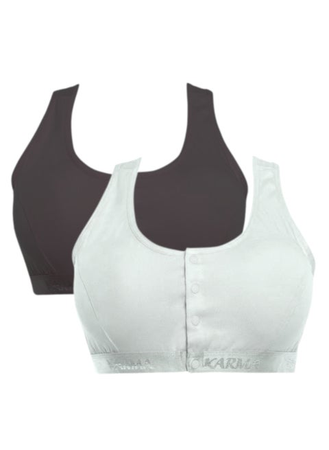 Karma Pack Of 2 Front Open Padded Cotton Soft Bra For Women