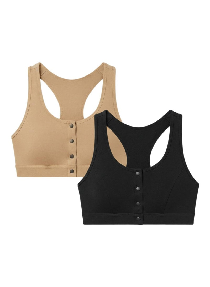 Karma Pack Of 2 Front Open Padded Cotton Soft Bra For Women - Image 1
