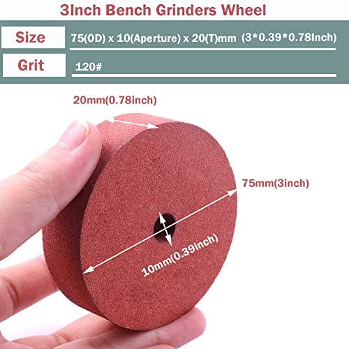 CBRIGHT 3 inch Grinding Wheel,120# Grinding Polishing Wheel Replacement Wheel for Mini Bench Grinder - Image 2