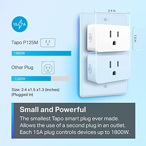 tapo مقبس ذكي صغير متوافق مع Matter من TP-Link Tapo، تصميم مدمج، 15A/1800W كحد أقصى، إعداد سهل للغاية، يعمل مع Apple Home وAlexa وGoogle Home، معتمد من UL، واي فاي 2.4G فقط، أبيض، Tapo P125M - Image 5