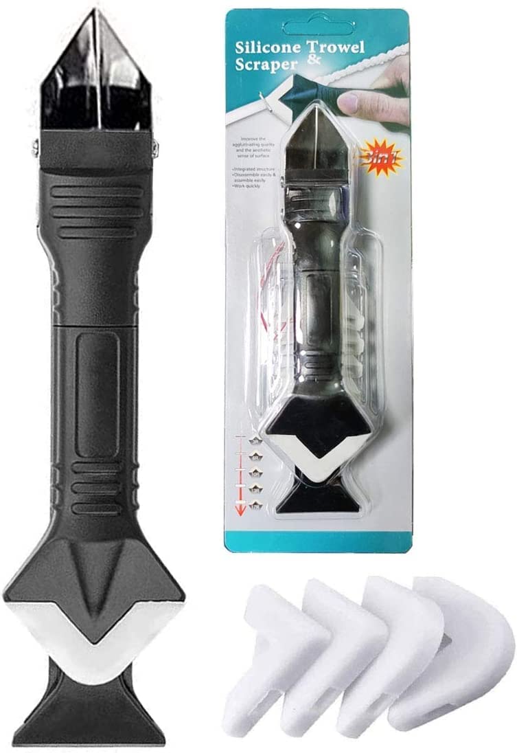 HBD SALES HBD SALES 3 in 1 Silicone Caulking Kit Quick Grout Scraping Trowel Rake Tool Gap Sealant Finishing Reuse and Replaceable 4 Pads Caulk Grout Joint Remover Ideal for Kitchen Bathroom Window Sink  - Image 1