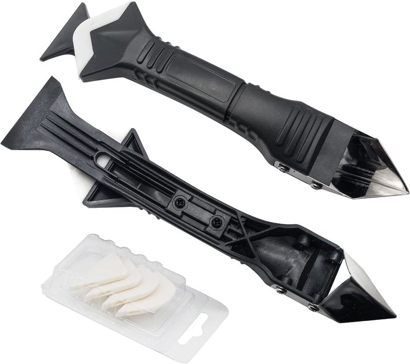 HBD SALES HBD SALES 3 in 1 Silicone Caulking Kit Quick Grout Scraping Trowel Rake Tool Gap Sealant Finishing Reuse and Replaceable 4 Pads Caulk Grout Joint Remover Ideal for Kitchen Bathroom Window Sink  - Image 2