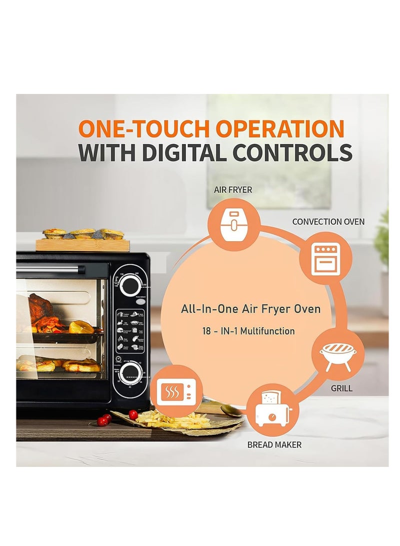 رايتشر فرن كهربائي، فرن كهربائي سعة 48 لترًا، 220 فولت، 2000 وات، مؤقت لمدة 30 دقيقة وإيقاف تشغيل تلقائي، عناصر تسخين، منظم حرارة، يتضمن وعاء دعم ورف (أسود سعة 48 لترًا) - Image 3