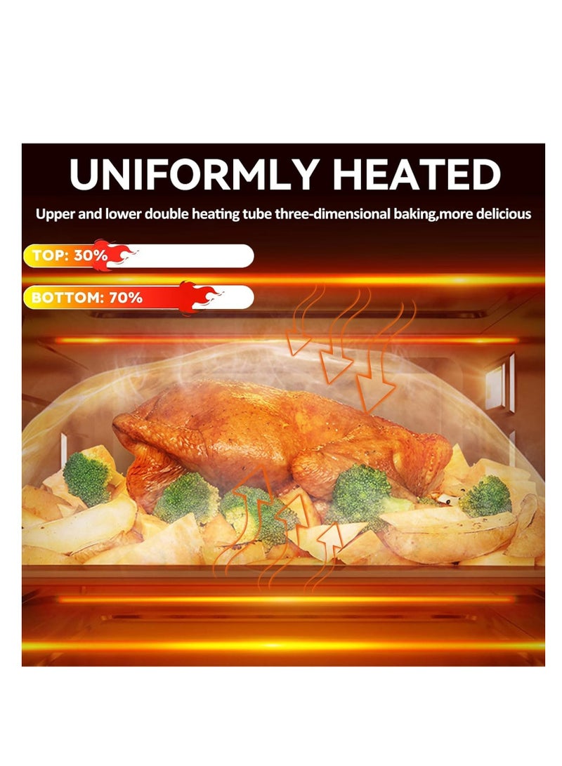 رايتشر فرن كهربائي، فرن كهربائي سعة 48 لترًا، 220 فولت، 2000 وات، مؤقت لمدة 30 دقيقة وإيقاف تشغيل تلقائي، عناصر تسخين، منظم حرارة، يتضمن وعاء دعم ورف (أسود سعة 48 لترًا) - Image 5