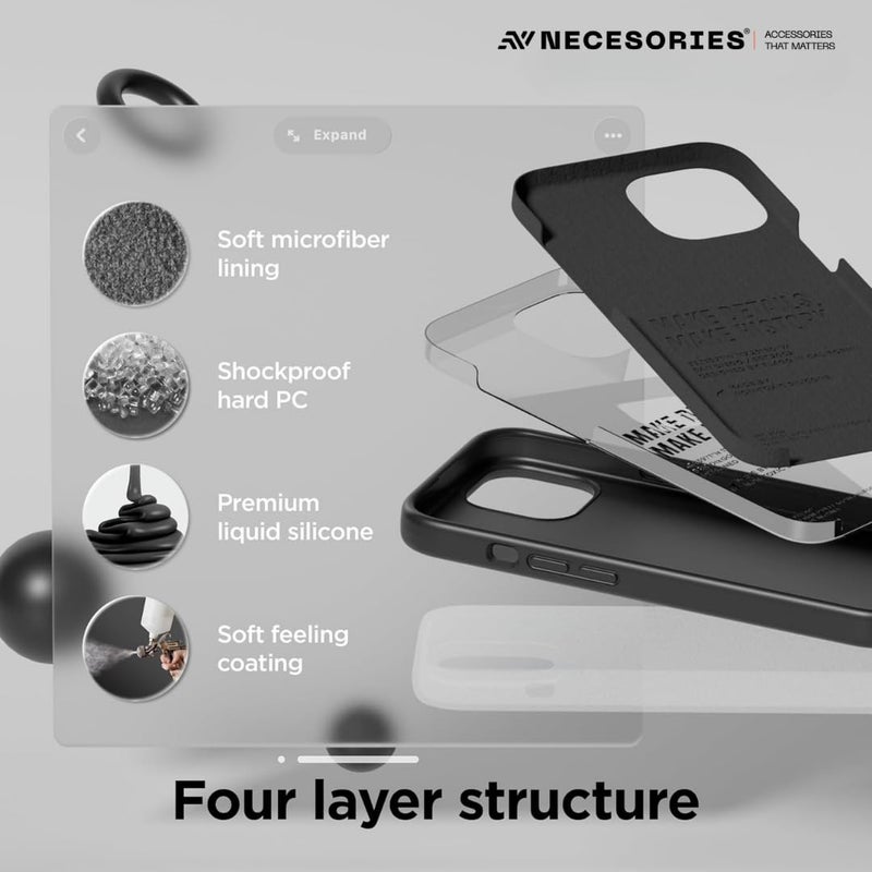 Necesories Liquid Silicone Case for iPhone 15 - Full Body Protective Cover, Shockproof, Slim Design, Black - Image 4
