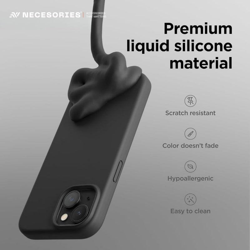 Necesories Liquid Silicone Case for iPhone 15 - Full Body Protective Cover, Shockproof, Slim Design, Black - Image 5