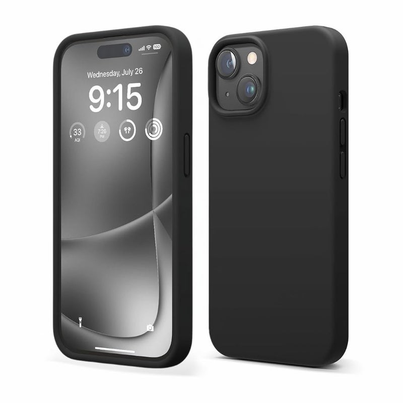 Necesories Liquid Silicone Case for iPhone 15 - Full Body Protective Cover, Shockproof, Slim Design, Black - Image 1