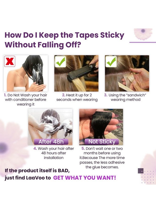 LaaVoo Tape In Hair Extensions Ombre Tape In Extensions Human Hair Balayage Light Brown To Ash Blonde Mix Platinum Blonde Hair Extensions Tape In Human Hair Seamless 18 Inch 20Pcs 50G - Image 5