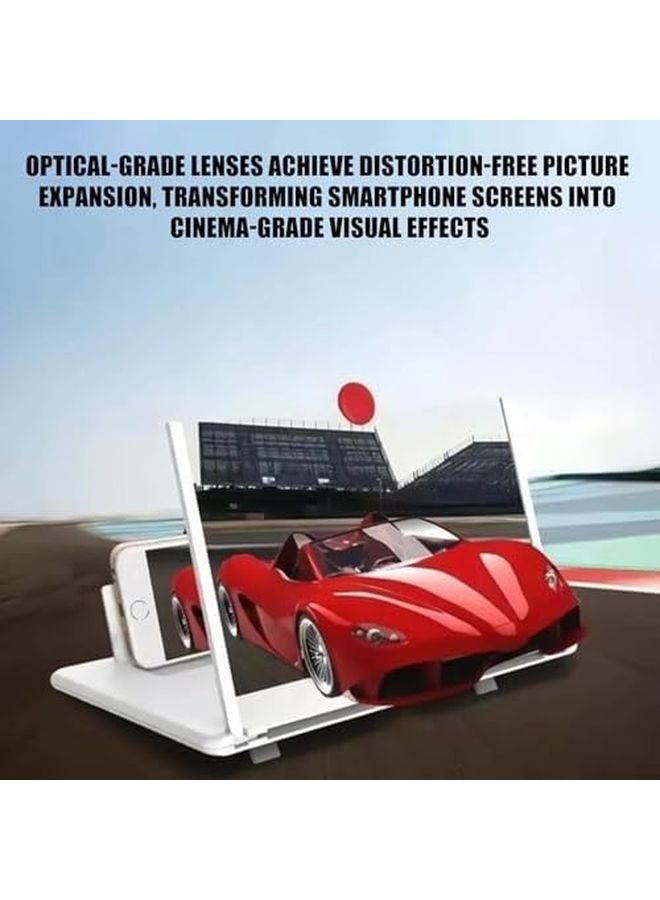 White 3D HD Screen Magnifier Amplifier Foldable Mobile Phone Holder Projector - Image 4