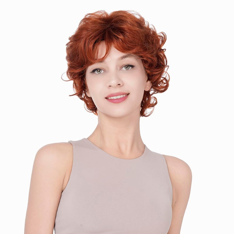 Lydell 6 Short Curly Wavy Wigs Synthetic Full Hair Classic Style130 Fox Red