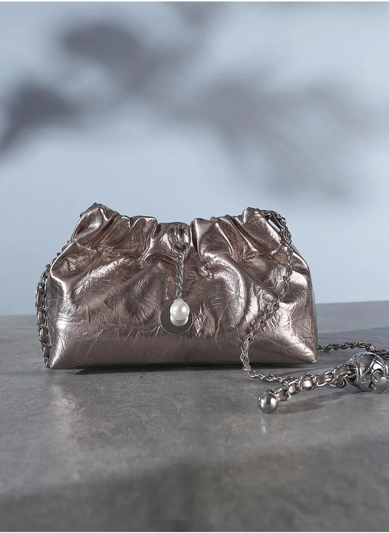 Haute Sauce The Metallic Sling Bag - Bronze