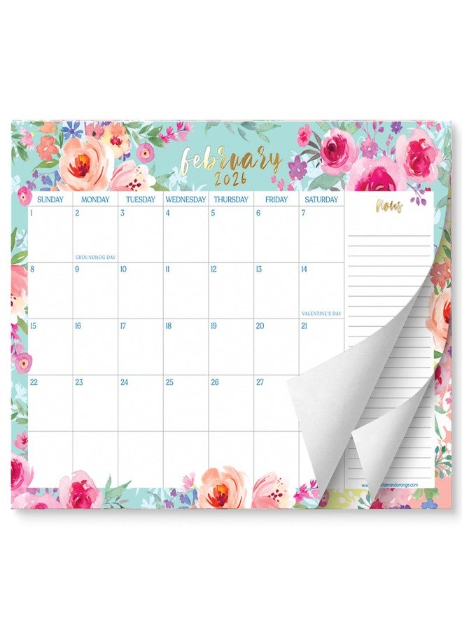 Sweetzer & Orange S&O Watercolor Floral Large Desk Calendar from January 2026 to June 2027 - Tear-Away Table Calendar 2026-2027 - Desktop Blotter - Academic Desk Planner - Desk Pad Large - 11x17in - Image 1