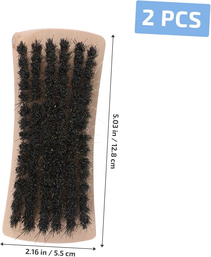 قطعتان من فرشاة الأحذية ذات شعيرات طبيعية ومقبض خشبي وخطاف تعليق لتنظيف الغسيل - Image 2