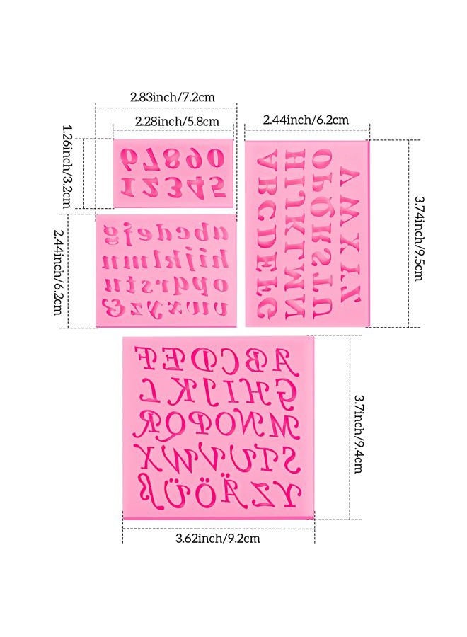 Patelai 4 Pieces Letters Silicone Molds Number Silicone Molds Uppercase Letters Silicone Fondant Molds Lowercase Letters Chocolate Molds Handmade Soap Moulds Biscuit Ice Cube Tray for Making Desserts (Pink) - Image 2