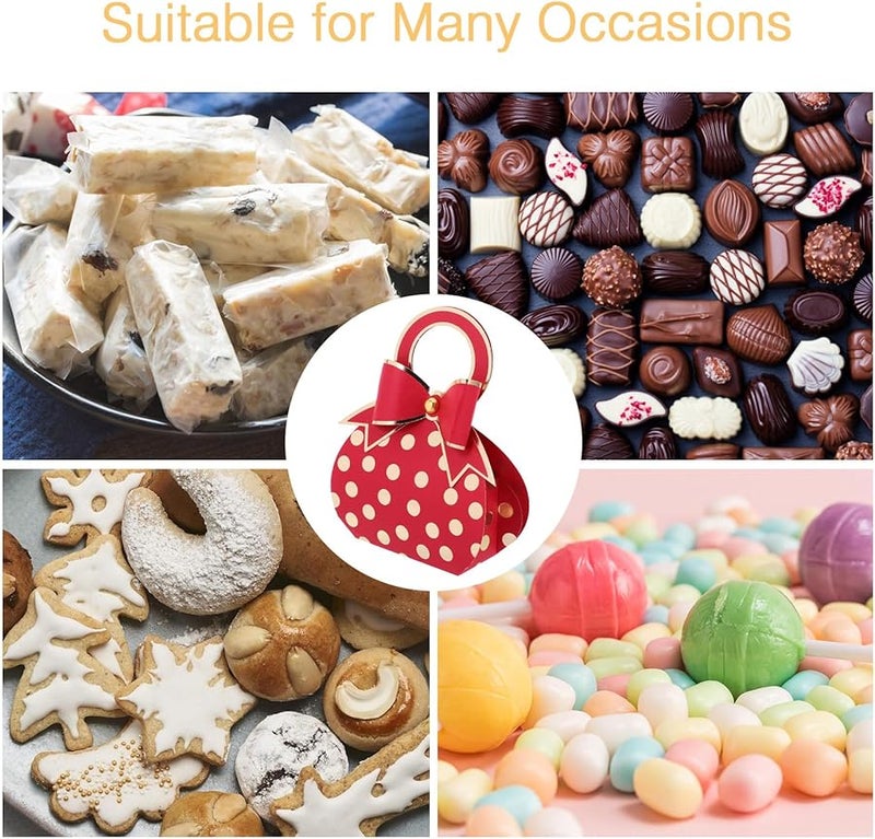 صناديق حلوى يدوية أنيقة من رقائق حمراء 50 قطعة لحفلات الزفاف وأعياد الميلاد - Image 4