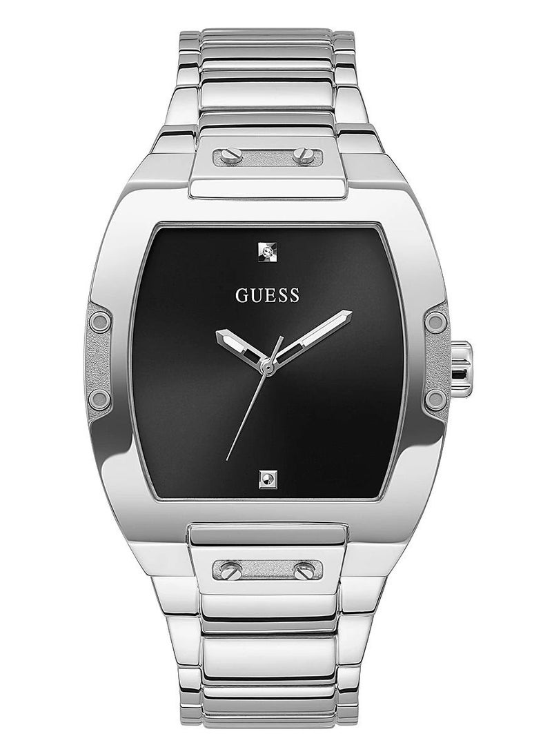GUESS ساعة جيس للرجال بهيكل فضي اللون وسوار من الستانلس ستيل GW0387G1  - Image 1