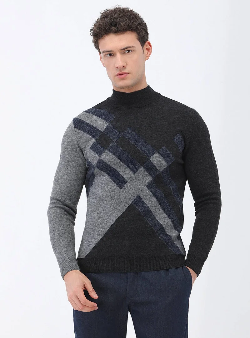 كيب Anthracite Half Turtleneck Wool Blend Sweater