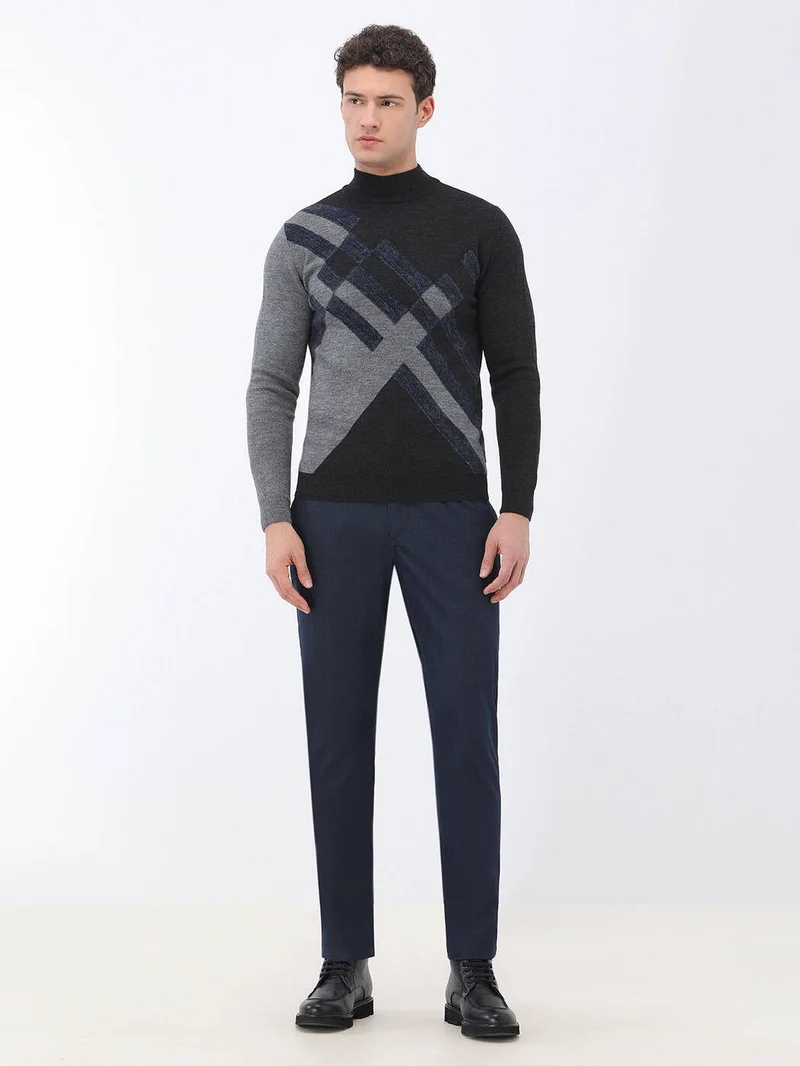 كيب Anthracite Half Turtleneck Wool Blend Sweater