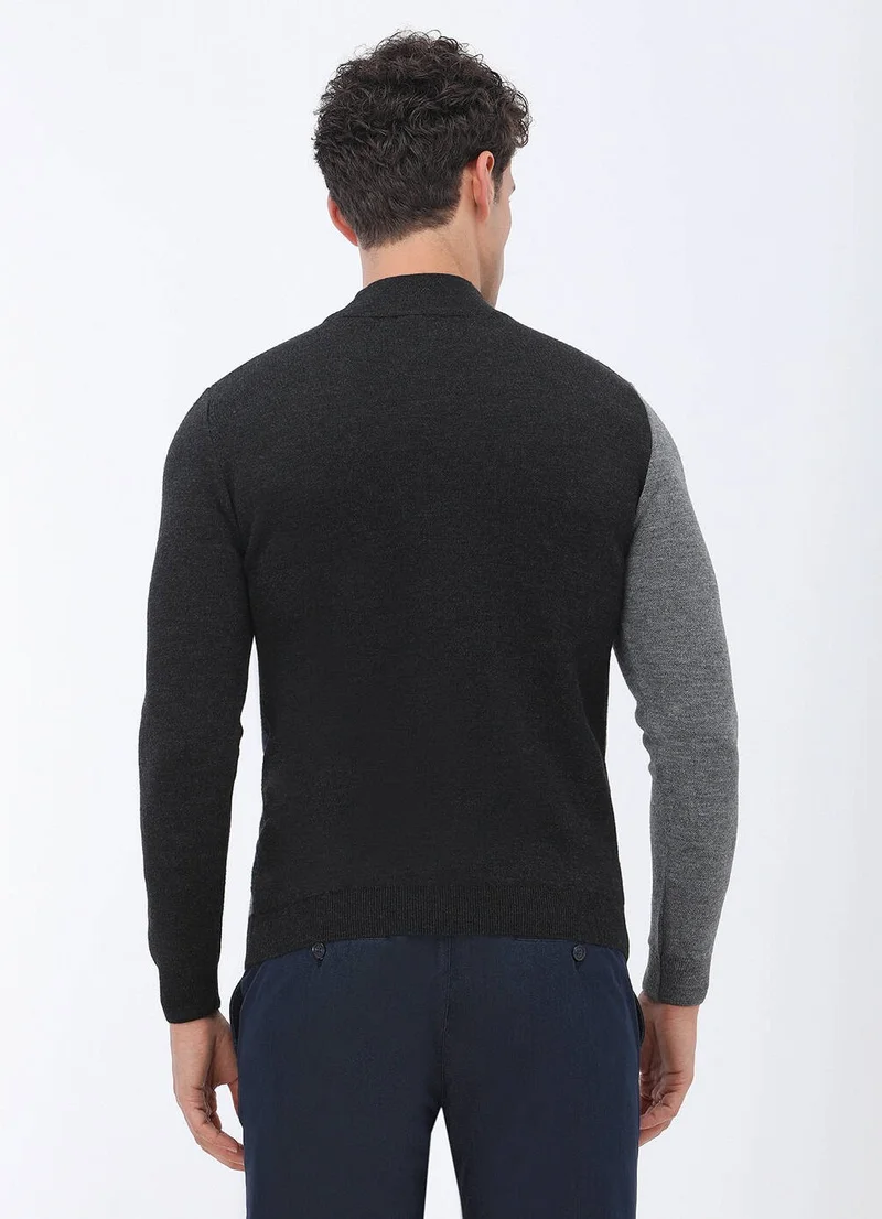 كيب Anthracite Half Turtleneck Wool Blend Sweater