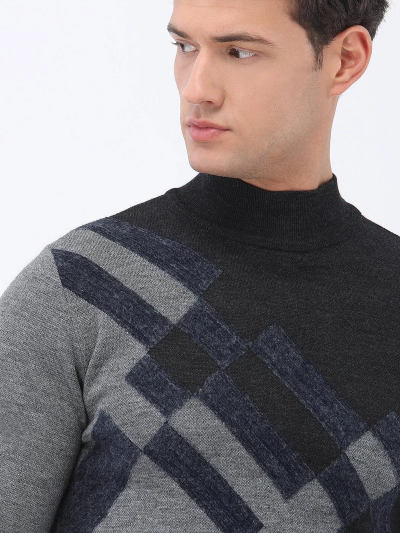 كيب Anthracite Half Turtleneck Wool Blend Sweater