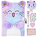 PJDRLLC Cat Diary with Lock Gift for 6 7 8 Year Old Girl Secret Diary Journal Notebook with Coin Purse Multicolored Pen Postit Note Stickers Practical Gift for Birthday A Happy Cat - Image 3