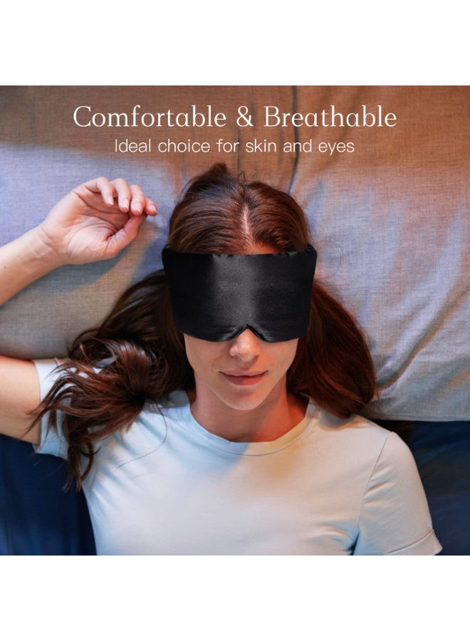 Eye Mask for Women Men, Soft Pressureless Cooling Blackout Eye Covers for Sleeping, Large Size Sleep Mask fits All Heads Adjustable, 1PC, Vivid Black - Image 2