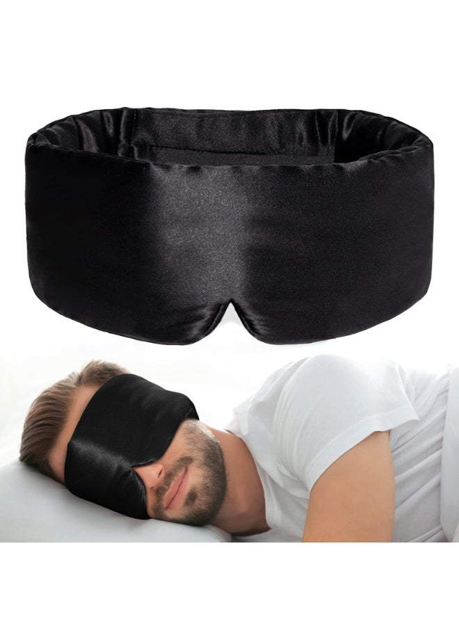 Eye Mask for Women Men, Soft Pressureless Cooling Blackout Eye Covers for Sleeping, Large Size Sleep Mask fits All Heads Adjustable, 1PC, Vivid Black - Image 4
