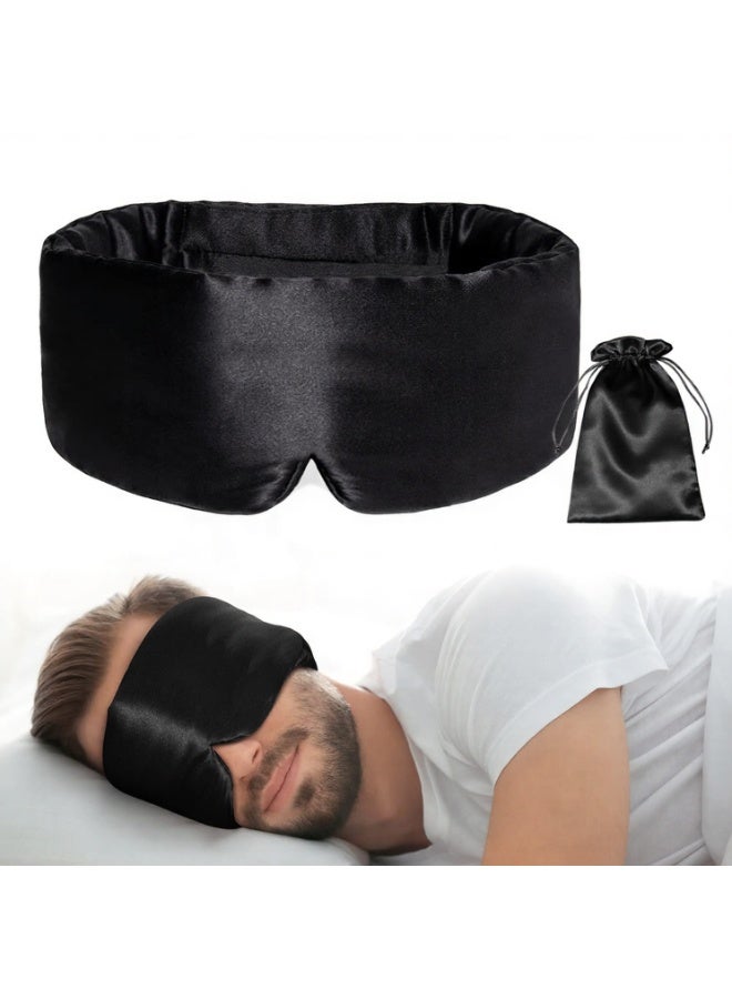 Eye Mask for Women Men, Soft Pressureless Cooling Blackout Eye Covers for Sleeping, Large Size Sleep Mask fits All Heads Adjustable, 1PC, Vivid Black - Image 1