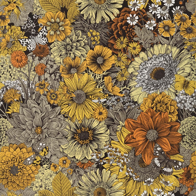 WENMER Floral Peel and Stick Wallpaper 177 X 236 Boho Floral Yellow Orange Contact Paper Vintage DaisyDahliaGerbera Textured SelfAdhesive Wallpaper for Farmhouse - Image 2