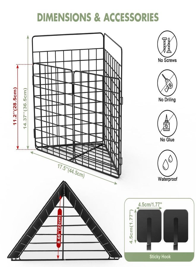 Greentainer Corner Bath Toy Storage Organizer, Large Rustproof Metal Wire Basket, Foldable Wall Mounted Hanging Bathtub Toy Holder with Drainage, No Drilling Adhesive Shower Caddy for Bathroom Tub - Image 2