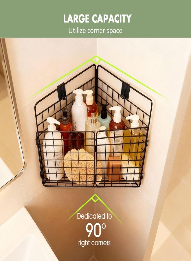 Greentainer Corner Bath Toy Storage Organizer, Large Rustproof Metal Wire Basket, Foldable Wall Mounted Hanging Bathtub Toy Holder with Drainage, No Drilling Adhesive Shower Caddy for Bathroom Tub - Image 4