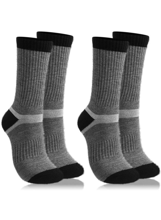 Cutecrop 2 Pairs Alpaca Wool Hiking Socks for Women Men Thick Thermal Winter Hunting Socks Moisture Wicking Hiking, Dark Gray, 10-13 - Image 1