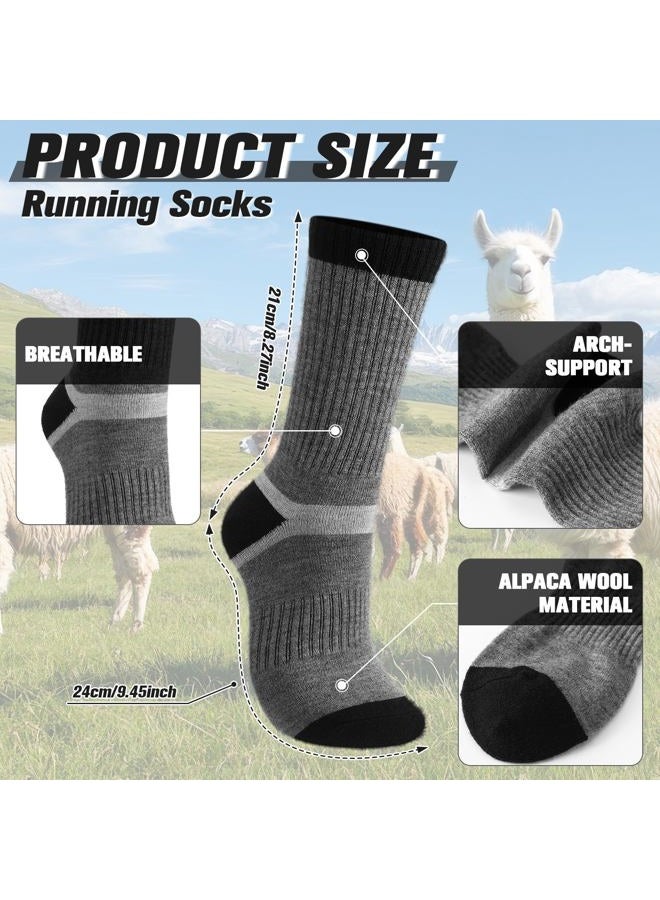 Cutecrop 2 Pairs Alpaca Wool Hiking Socks for Women Men Thick Thermal Winter Hunting Socks Moisture Wicking Hiking, Dark Gray, 10-13 - Image 4