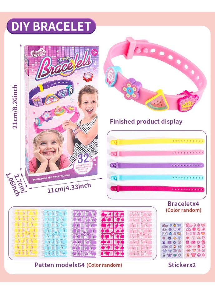 DIY Kids Bracelet Making Kit, Pattern Beads Jewelry Craft Set with 4 Bands & 96+ Charms, Creative Educational Toy for Girls - Image 2