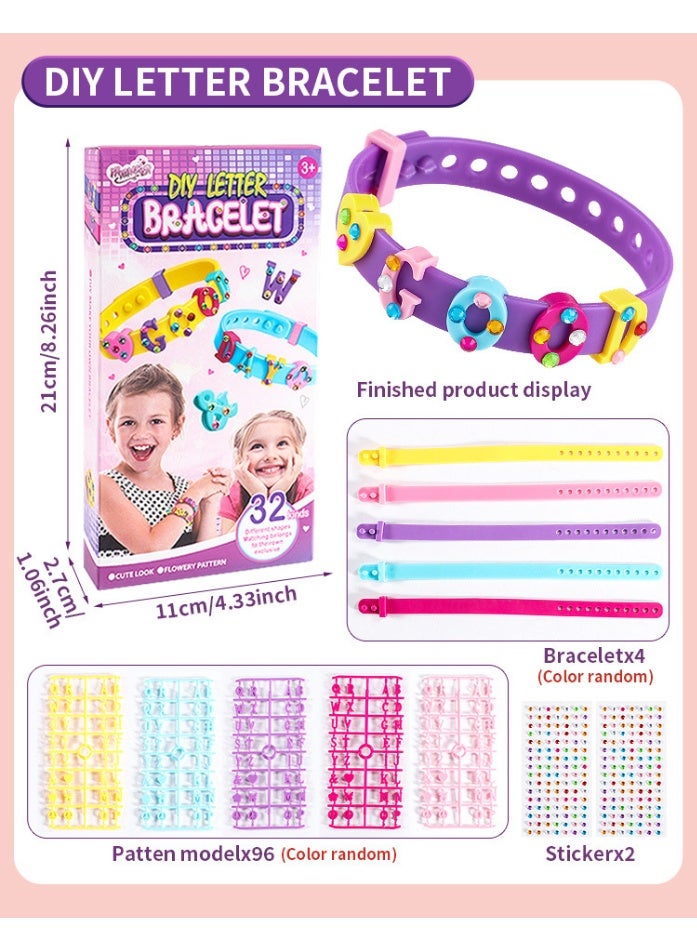DIY Kids Bracelet Making Kit, Pattern Beads Jewelry Craft Set with 4 Bands & 96+ Charms, Creative Educational Toy for Girls - Image 3