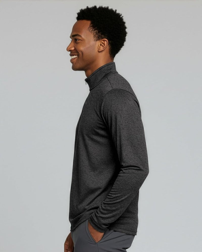 REALESSENTIALS Real Essentials 3 Pack: Men's Active Dry-Fit Quarter Zip Long Sleeve Outdoor Athletic Performance Pullover - Image 5