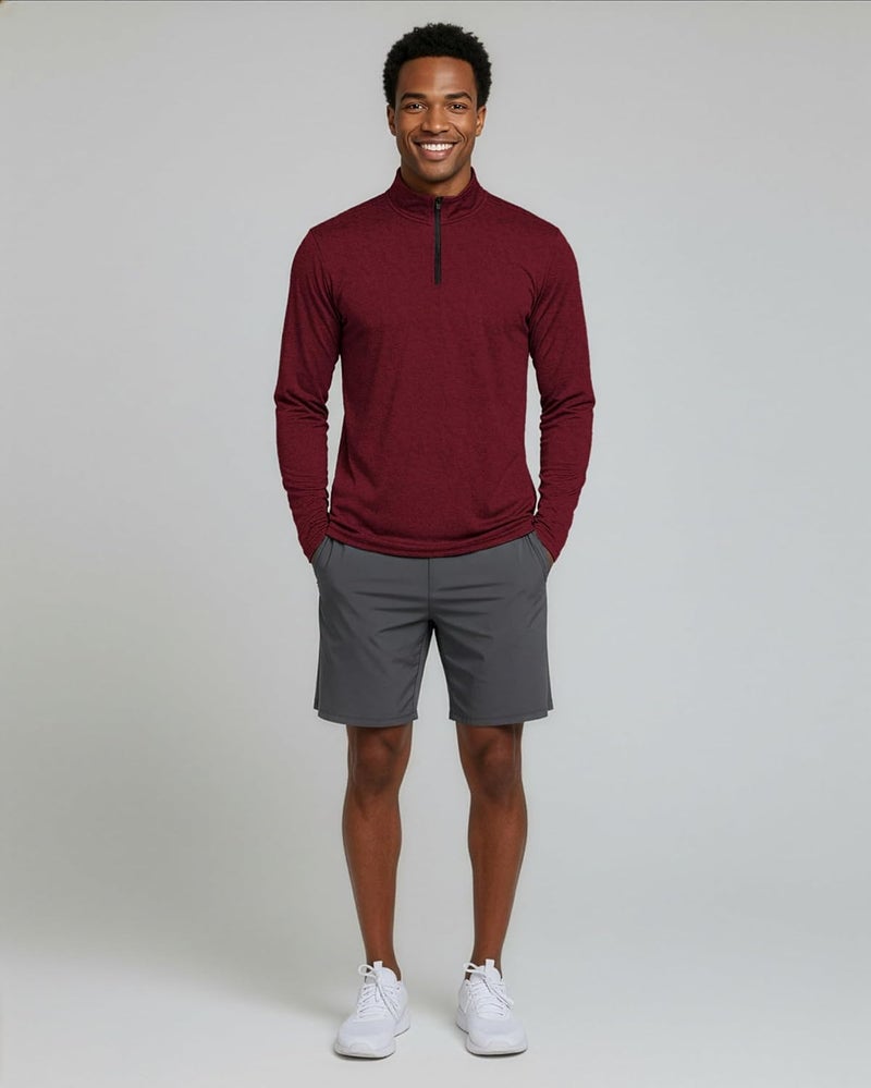 REALESSENTIALS Real Essentials 3 Pack: Men's Active Dry-Fit Quarter Zip Long Sleeve Outdoor Athletic Performance Pullover - Image 4
