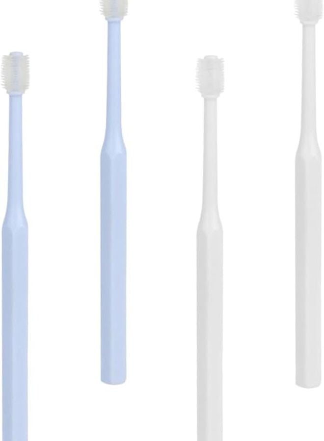 4 قطع فرشاة أسنان للحيوانات الأليفة، شعيرات ناعمة لتنظيف أسنان الكلاب والقطط، لون أبيض - Image 2