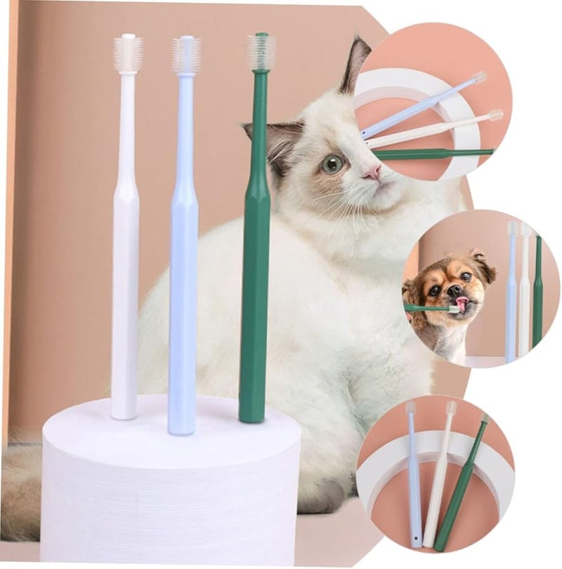 4 قطع فرشاة أسنان للحيوانات الأليفة، شعيرات ناعمة لتنظيف أسنان الكلاب والقطط، لون أبيض - Image 5
