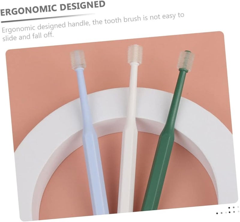 4 قطع فرشاة أسنان للحيوانات الأليفة، شعيرات ناعمة لتنظيف أسنان الكلاب والقطط، لون أبيض - Image 3