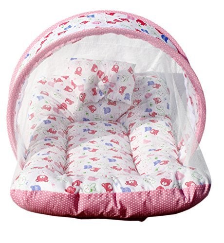 AMARDEEP Cotton Toddler Mosquito And Insect Protection Net/Modern Mattress Pink Teddy Print 70 * 40 Cms - Image 3