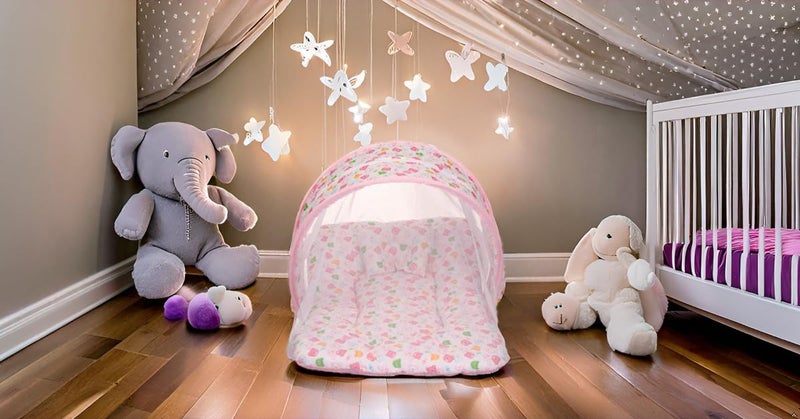 AMARDEEP Cotton Toddler Mosquito And Insect Protection Net/Modern Mattress Pink Teddy Print 70 * 40 Cms - Image 2