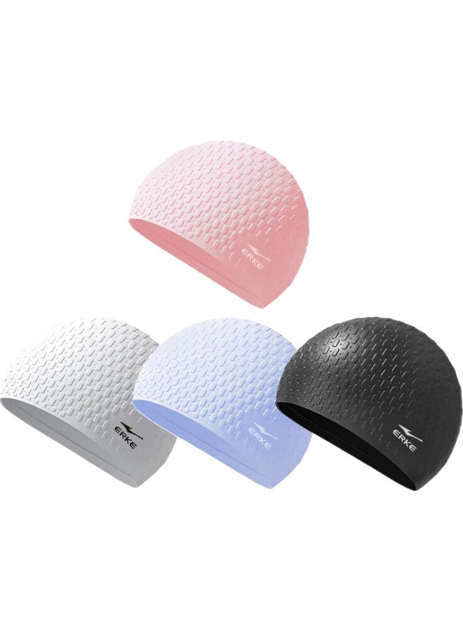 ERKE Silicone Swim Cap, Granular Silicone, Unisex For Adults, Concave Non-Slip Comfortable Long Hair Non-Binding Bubble Swimming Cap - Image 1