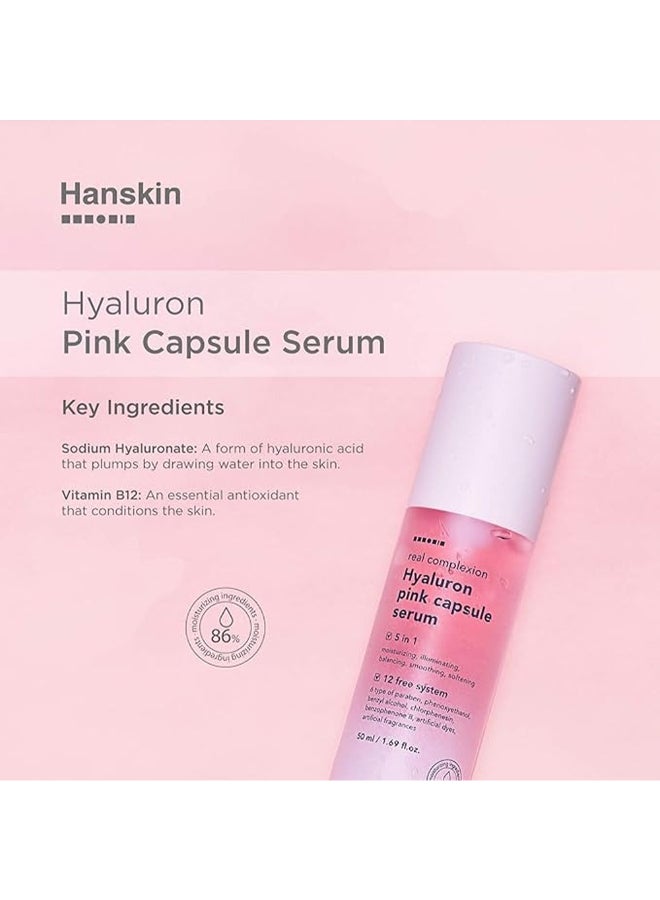 Hanskin Real Complexion Hyaluron Pink Capsule Serum, 5 In 1, Moisturizing & Illuminating - Image 3