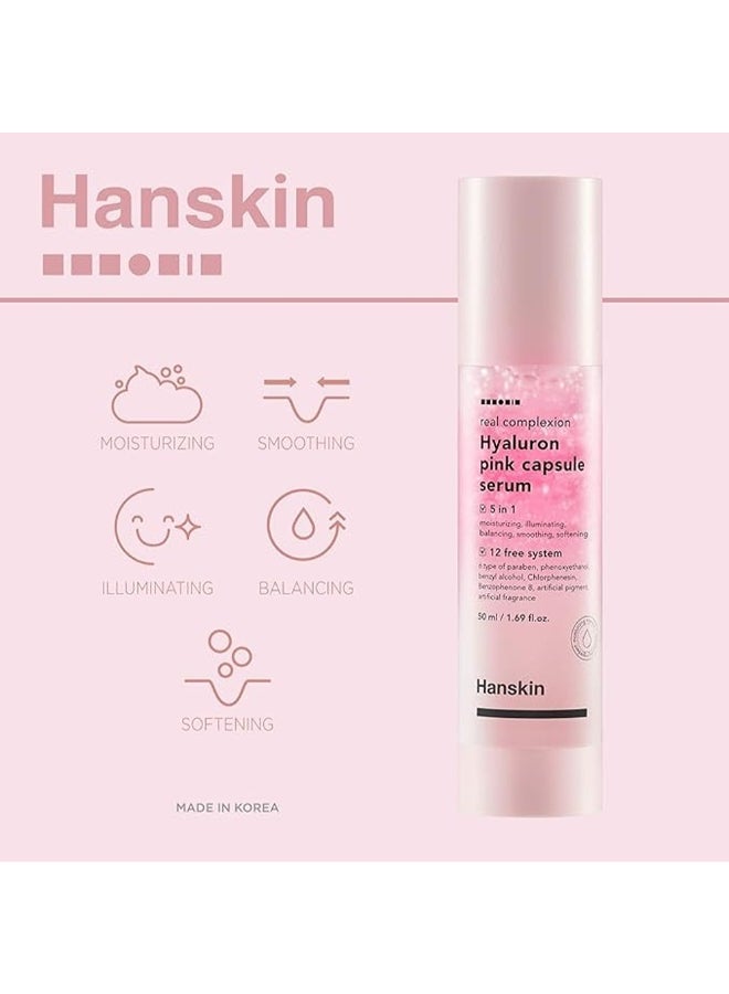 Hanskin Real Complexion Hyaluron Pink Capsule Serum, 5 In 1, Moisturizing & Illuminating - Image 2