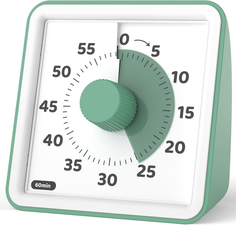 LIORQUE Visual Timer for Kids, 60-Minute Countdown Timers for Classroom Office Kitchen with Silent Operation, Kids Timer for Teaching (Batteries Included) - Image 1