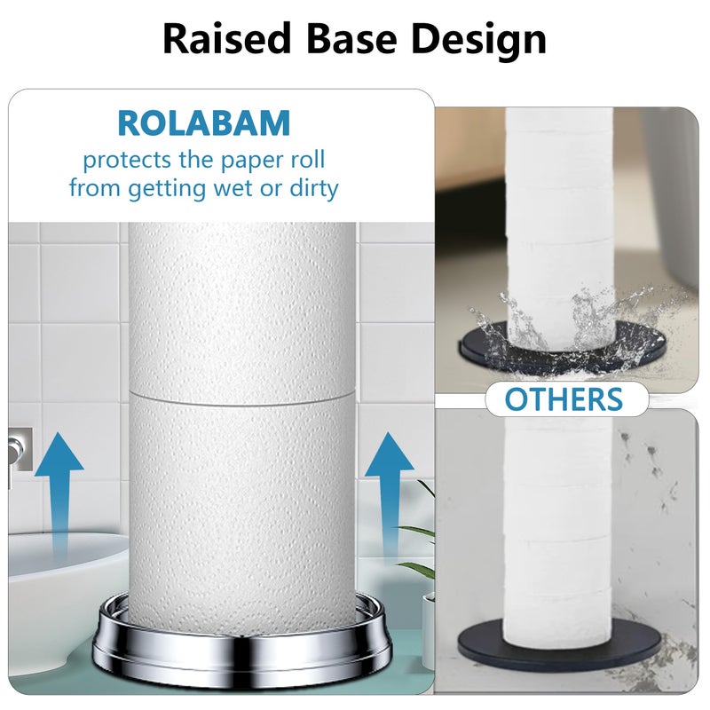 ROLABAM Toilet Paper Holder Stand with Reserve Function  Free Standing Toilet Paper Holder for Bathroom  Space Toilet 4 Rolls Toilet Paper Storage 22.5"" Height (2 Pack  Chrome) - Image 2
