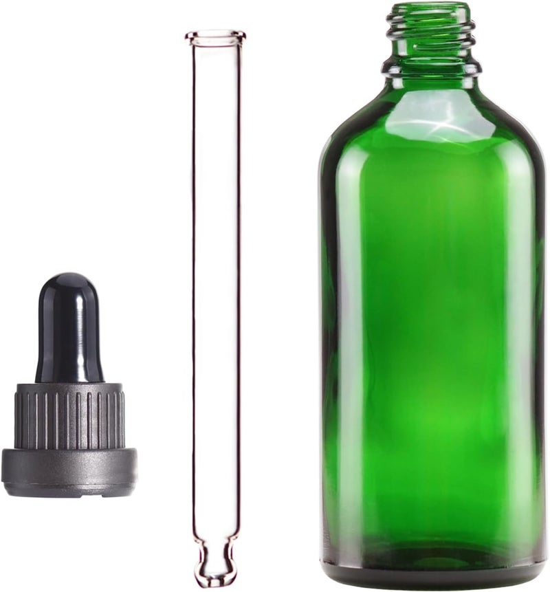 YIZHAO Pipette Bottle 100 ml Green Apothecary Bottle with Pipette Glass for Essential Oil, Aromatherapy, Massage, Fragrances, Laboratory, Cosmetics, Travel - 4 Pieces - Image 4