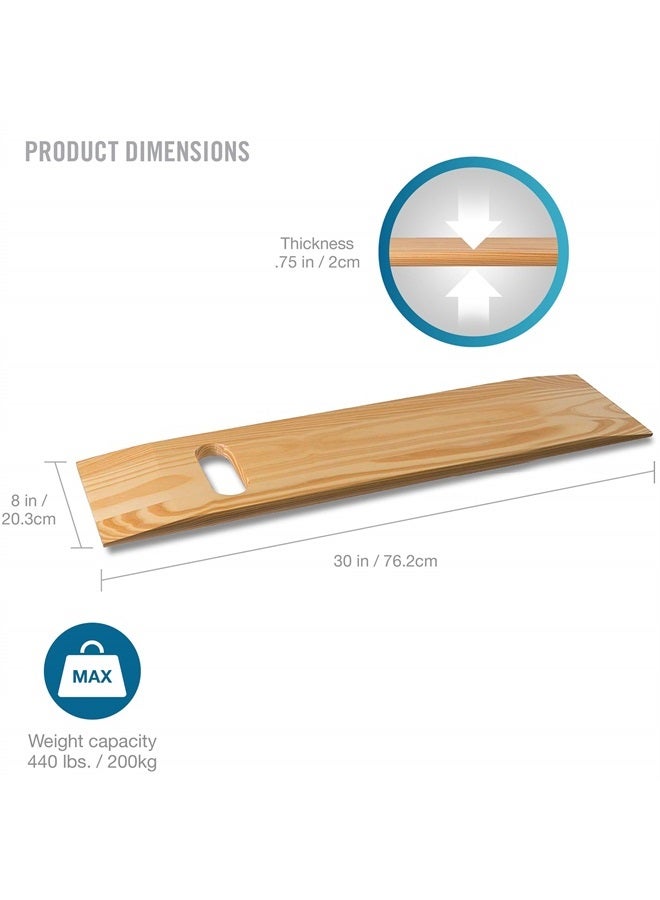 DMI Transfer Board and Slide Board made of Heavy-Duty Wood for Patient, Senior and Handicap Move Assist and Slide Transfers, Holds up to 440 Pounds, 1 Cut out Handle, 30 x 8 x .75  - Image 2