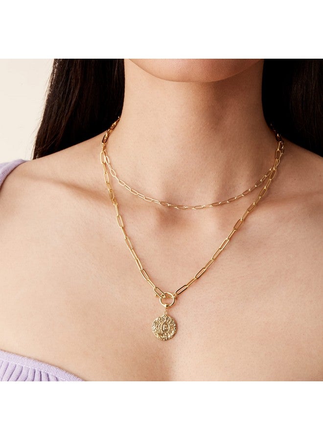 PAVOI 14K Gold Plated Layered Sun and Lock Pendant Necklace | Layering Necklaces for Women | Dainty Minimalist Design Pendant (Sun & Lock, Yellow Plated) - Image 1